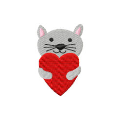 cat love machine embroidery design